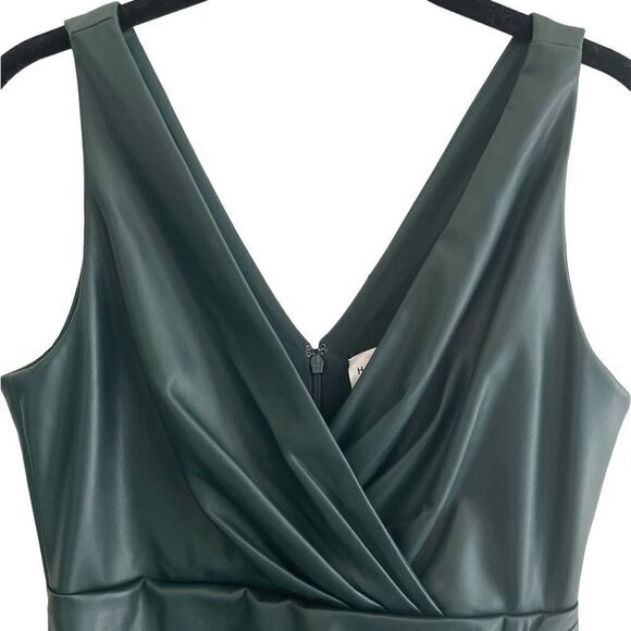 NWT Herve Leger Paris Vegan Leather Draped Dress M in Alpine Green - Picture 5 of 10